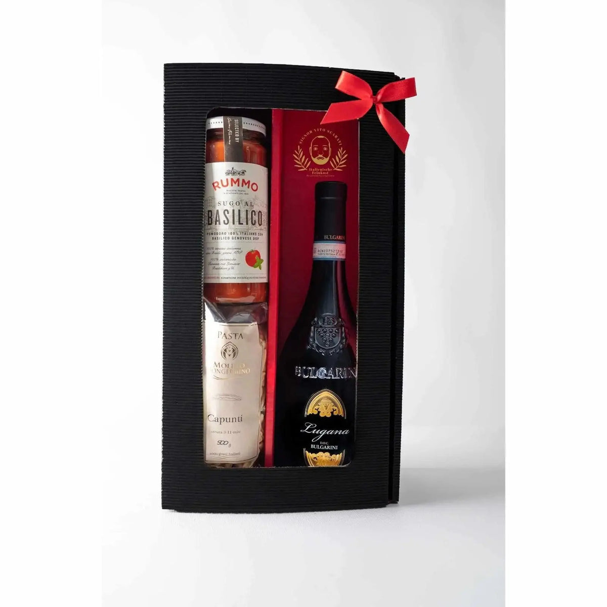2er Geschenkbox mit Sugo al Basilico, Pasta und Lugana