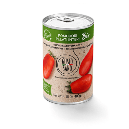 Geschälte BIO Tomaten 400 g – 100 % italienische Bio-Tomaten-italienische Feinkost Scarati