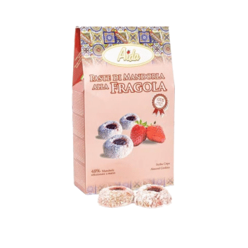 Paste di Mandorle Fragole „AIDA“ 200 g – sizilianisches Mandelgebäck mit Erdbeeren-italienische Feinkost Scarati