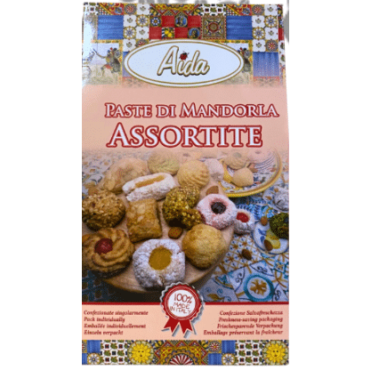 AIDA Pasta di Mandorla Assortita 200 g – sizilianisches Mandelgebäck mit 35 % Mandelanteil-italienische Feinkost Scarati