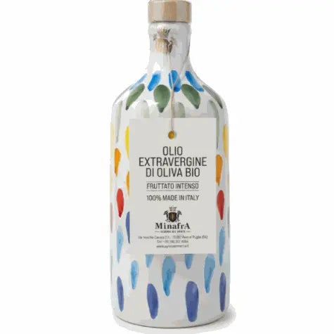 Minafra Bio-Olivenöl 0,5l Keramikflasche - Apulien - Kaltgepresst-italienische Feinkost Scarati