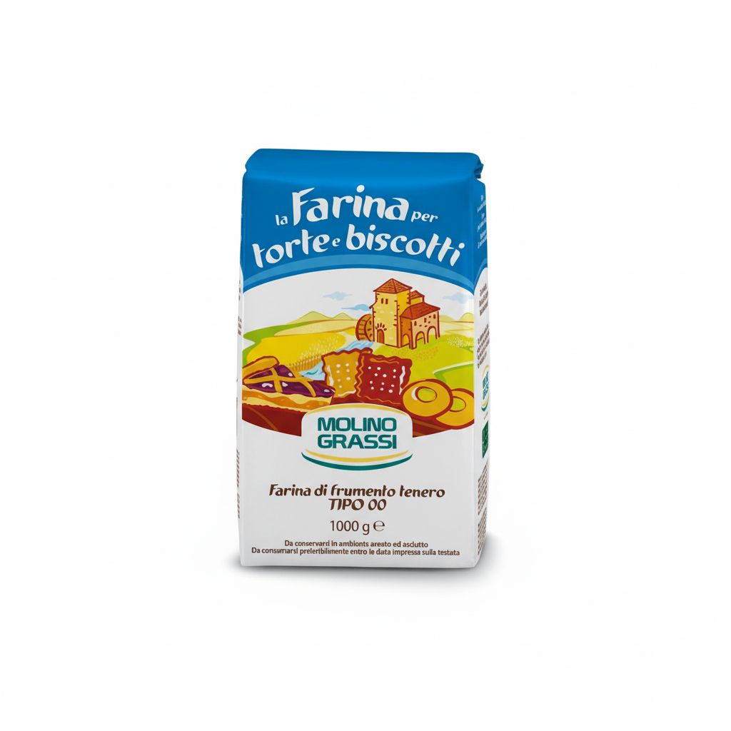 Biskuit Mehl "Molino Grassi" 1 Kg - Ideal für Kuchen, Kekse & Biskuit-italienische Feinkost Scarati