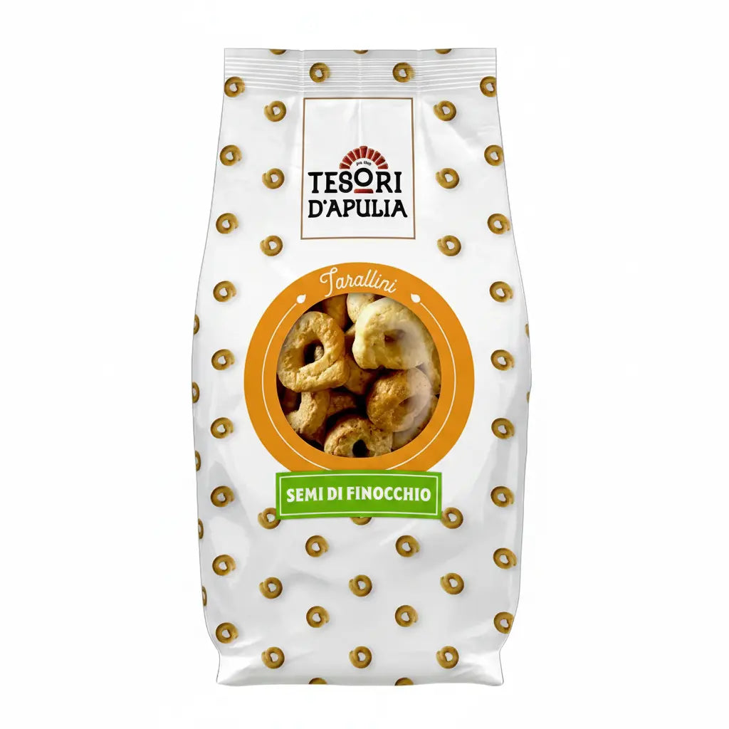 Taralli Rosmarino 400 g – Apulische Taralli (Tesori d'Apulia) - italienische Feinkost Scarati