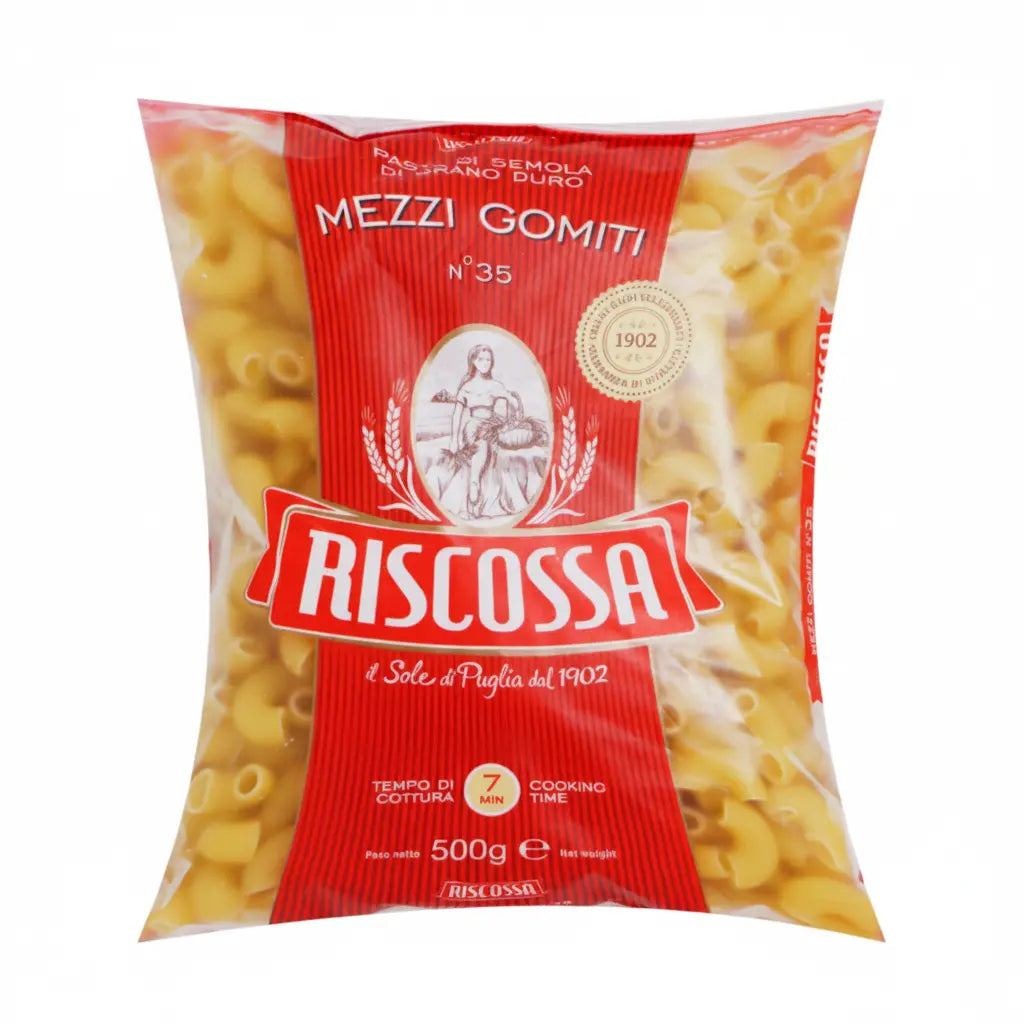 Riscossa Mezzi Gomiti n°35 500 g – Italienische Hartweizen-Pasta - italienische Feinkost Scarati