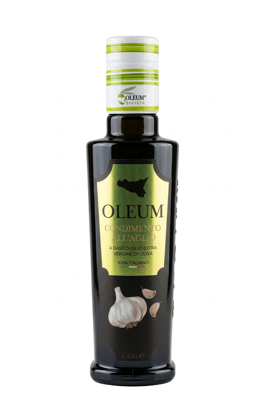 Oleum Sicilia Knoblauch-Olivenöl – Natives Olivenöl Extra mit Knoblauch 0,25 l Oleum Sicilia
