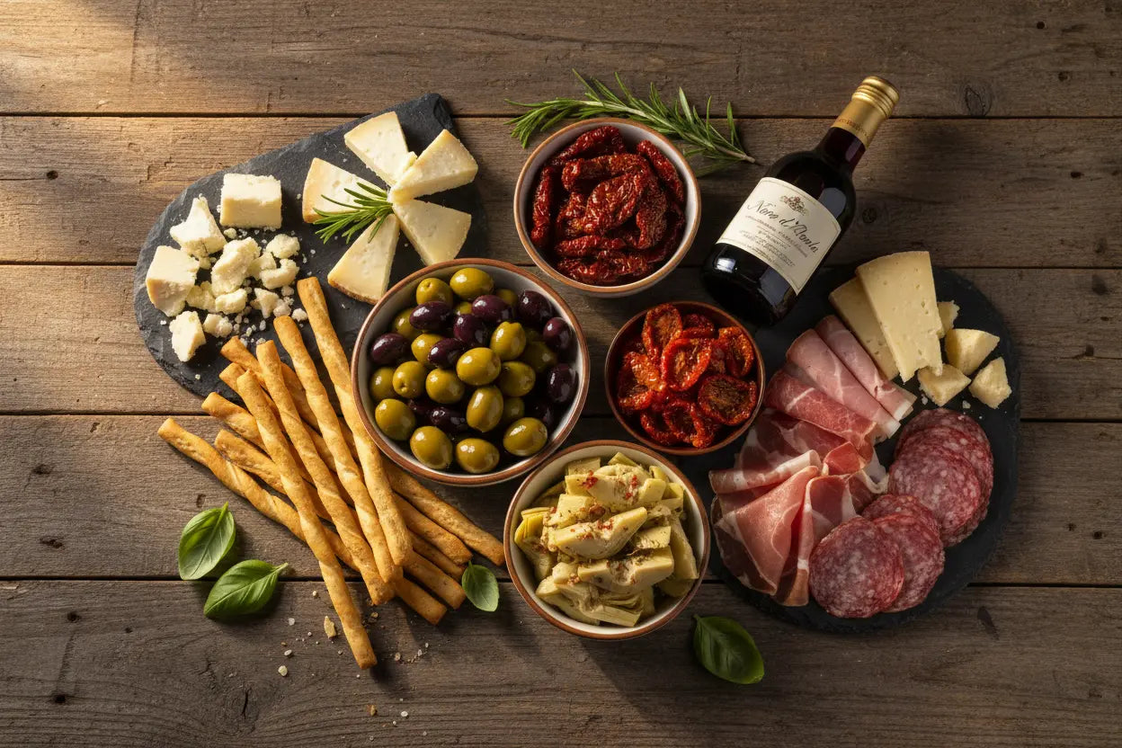 Geschenkset „Aperitivo Siciliano" – 12-teilige Antipasti-Box italienische Feinkost Scarati