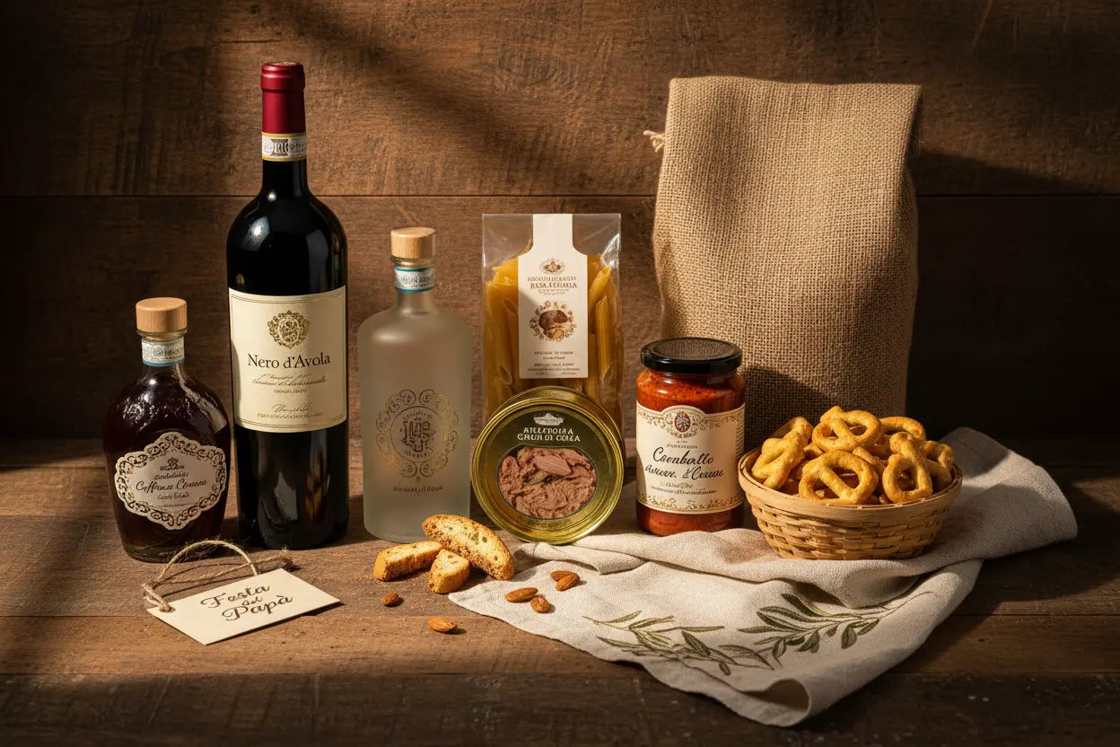 Geschenkset „Festa del Papà" – Vatertagsmenü mit Vorspeise, Hauptgericht & Digestif - italienische Feinkost Scarati