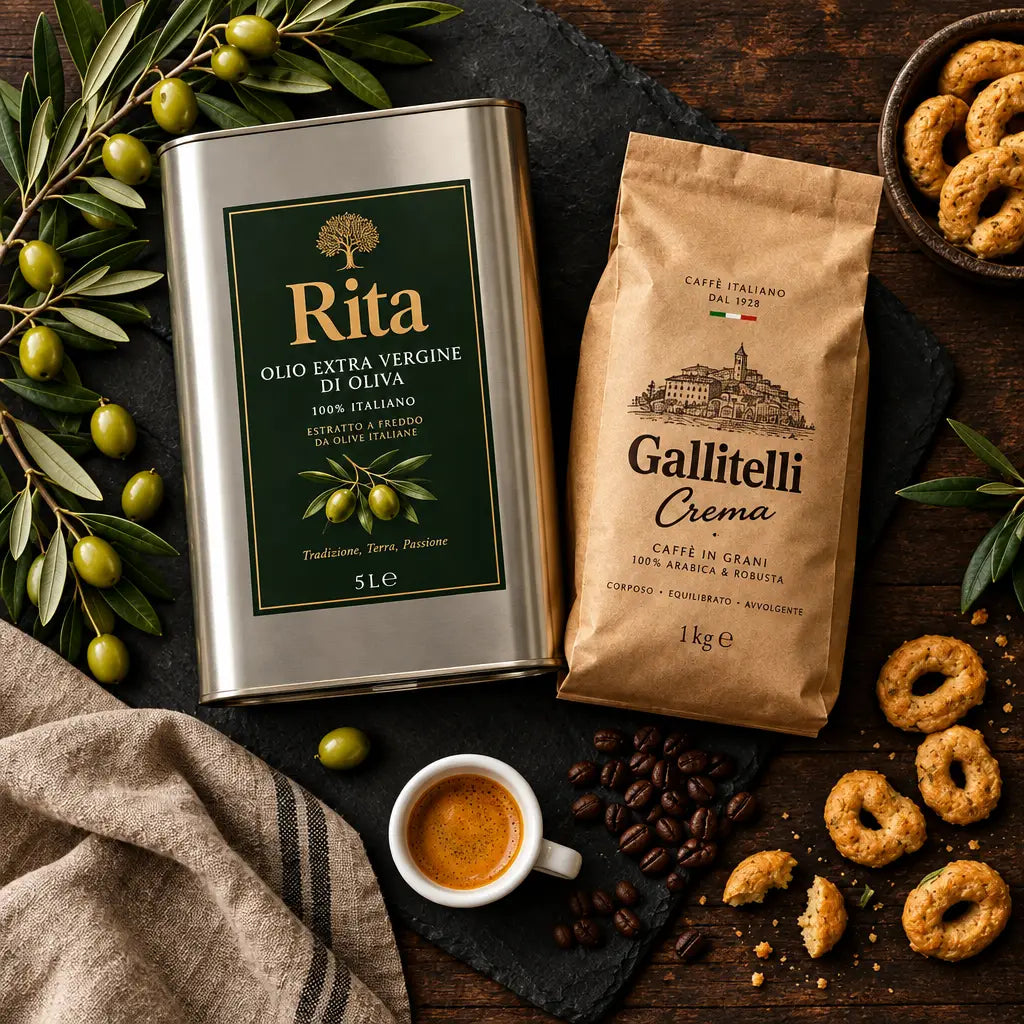 Toskana-Vorrat – Olivenöl 5 L & Espresso 1 kg italienische Feinkost Scarati